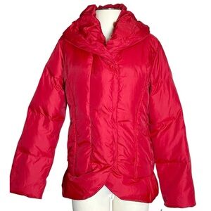Steinberg red shawl collar down filled full zip coat size M/L (48) NWT